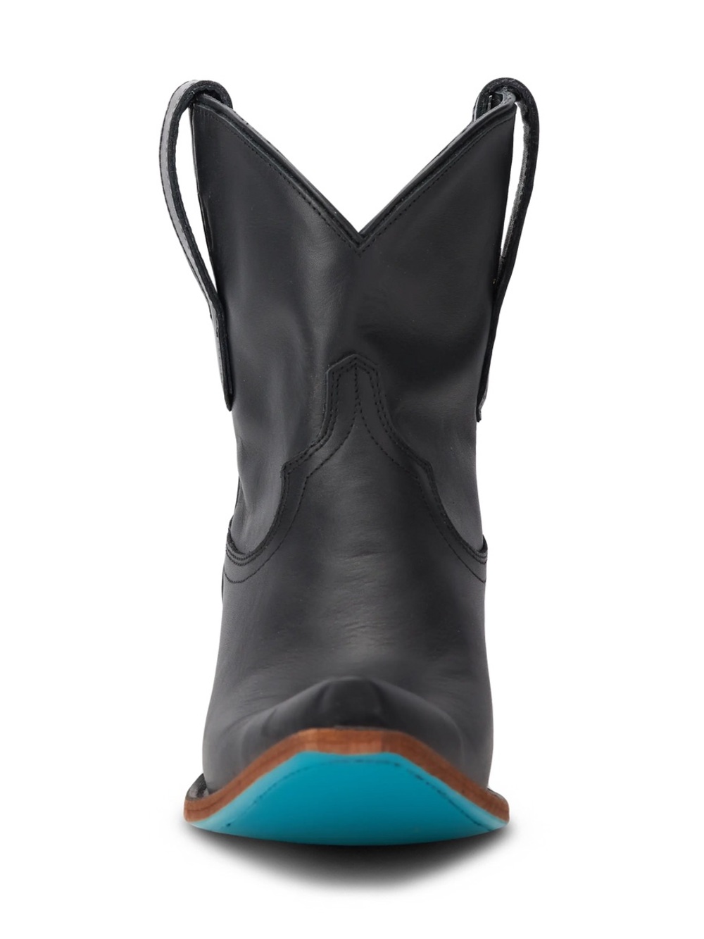 Lane- Emma Women's Black Leather Western Ankle Boots - Classic Pull-On Booties - Picture 2 of 4